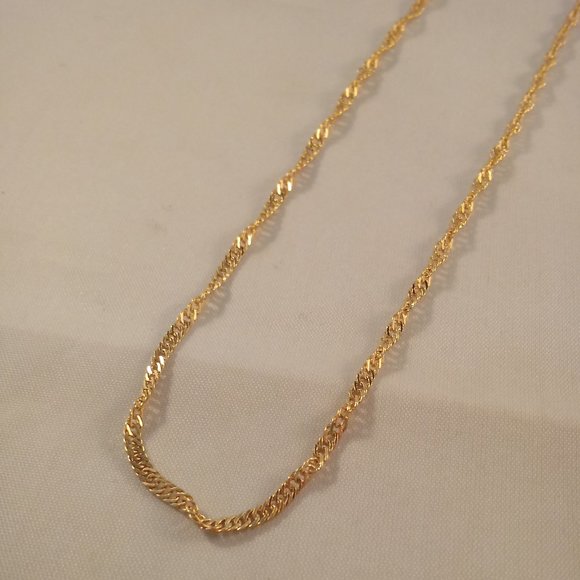 18K Yellow Gold Filled 925 Silver Elegant Water Wave Chain Necklace 18" - Picture 4 of 7